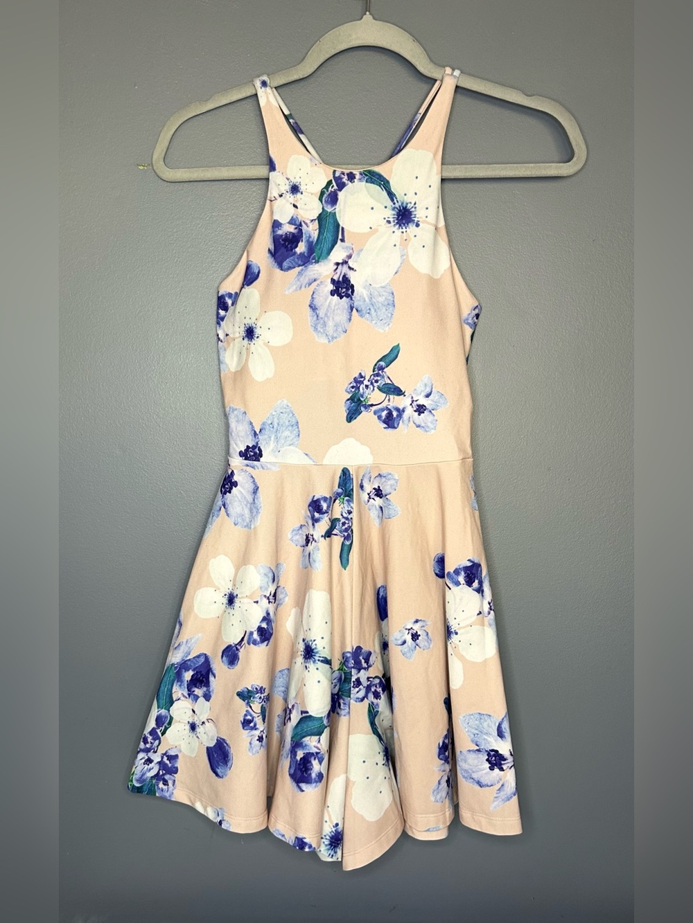 POPFLEX Active Romper Dress 6 Dusty Blossom Floral Halter Skater Tennis Athletic